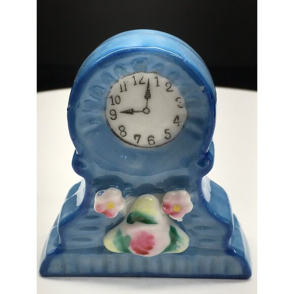 Vintage H Kato Mantle Clock Figurine Ceramic Porcelain Occupied Japan 2.5" Tall - Picture 4 of 15